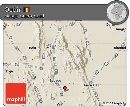 Shaded Relief Map of Oubir
