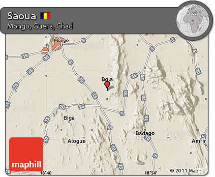 Shaded Relief Map of Saoua