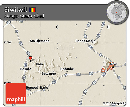 Shaded Relief Map of Siwilwil