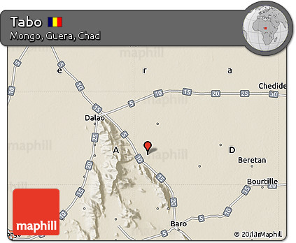 Shaded Relief Map of Tabo
