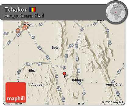 Shaded Relief Map of Tchakor