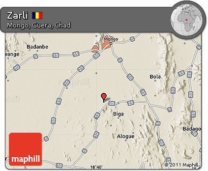 Shaded Relief Map of Zarli