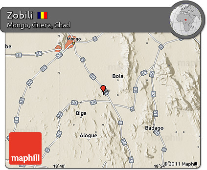 Shaded Relief Map of Zobili