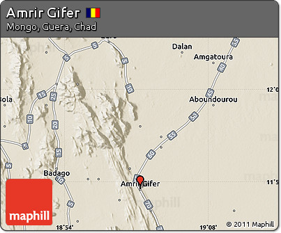 Shaded Relief Map of Amrir Gifer