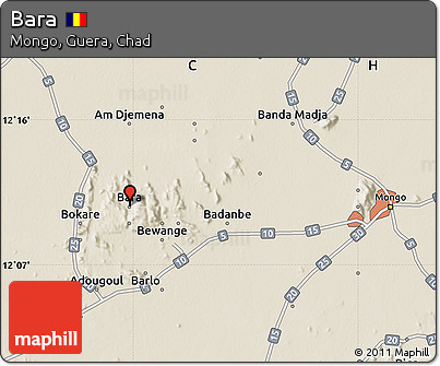 Shaded Relief Map of Bara