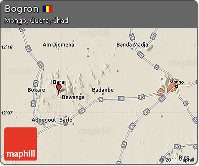 Shaded Relief Map of Bogron