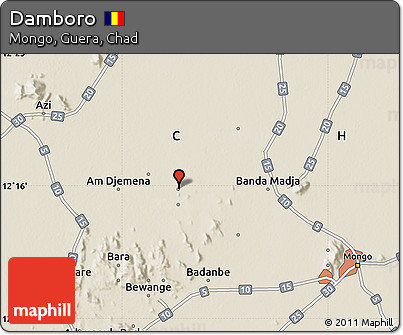 Shaded Relief Map of Damboro