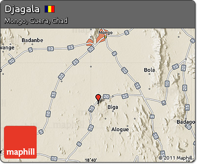 Shaded Relief Map of Djagala