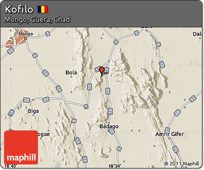Shaded Relief Map of Kofilo