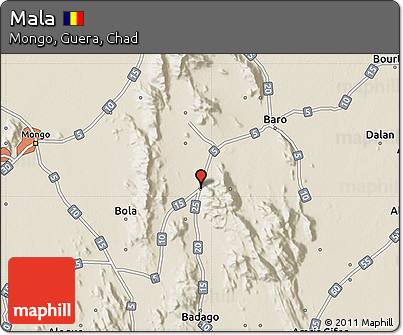 Shaded Relief Map of Mala