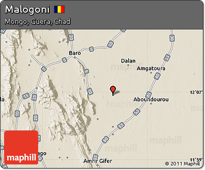 Shaded Relief Map of Malogoni