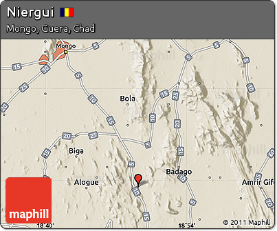 Shaded Relief Map of Niergui