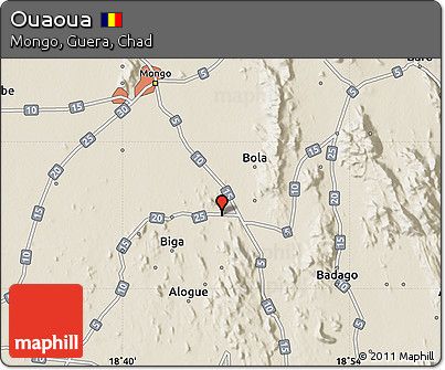 Shaded Relief Map of Ouaoua