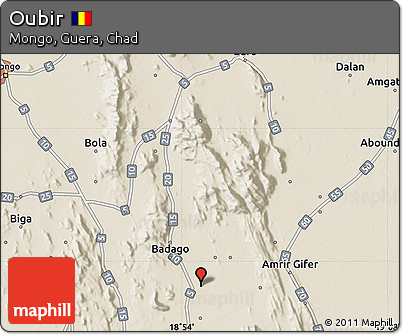 Shaded Relief Map of Oubir