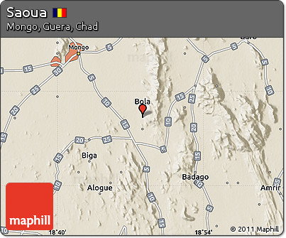 Shaded Relief Map of Saoua