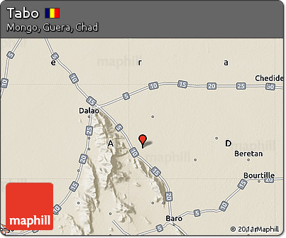 Shaded Relief Map of Tabo