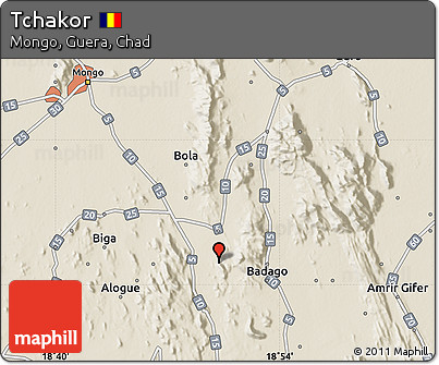 Shaded Relief Map of Tchakor
