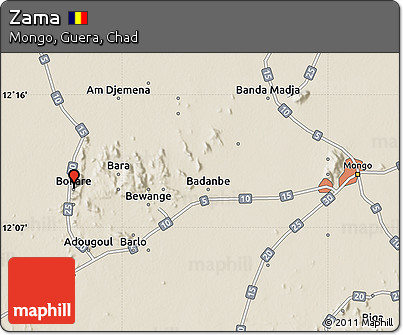 Shaded Relief Map of Zama