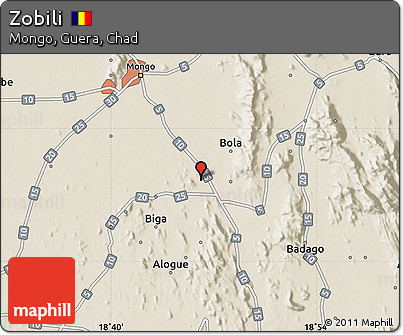 Shaded Relief Map of Zobili