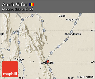 Shaded Relief Map of Amrir Gifer