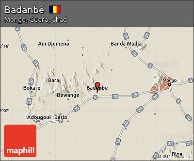 Shaded Relief Map of Badanbé