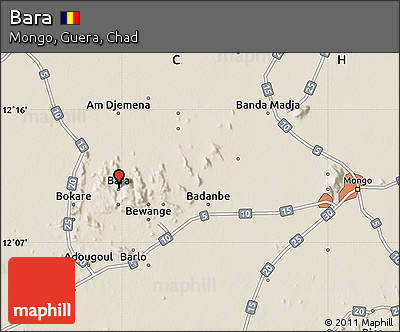 Shaded Relief Map of Bara