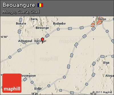 Shaded Relief Map of Beouangure