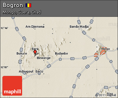 Shaded Relief Map of Bogron