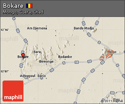 Shaded Relief Map of Bokare