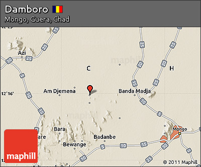 Shaded Relief Map of Damboro