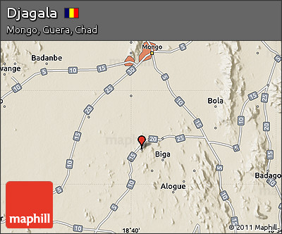 Shaded Relief Map of Djagala