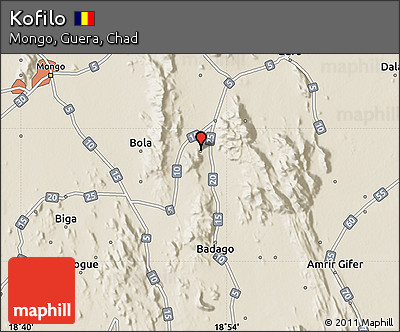Shaded Relief Map of Kofilo