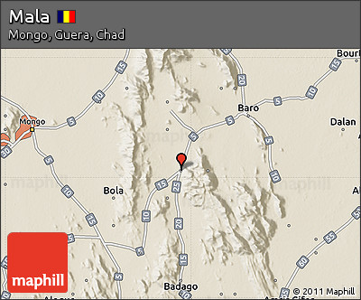 Shaded Relief Map of Mala