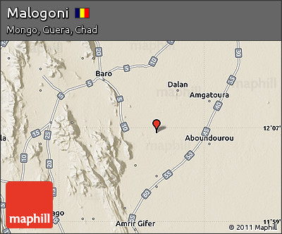 Shaded Relief Map of Malogoni