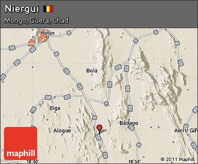 Shaded Relief Map of Niergui
