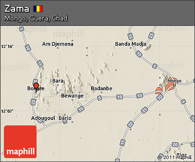 Shaded Relief Map of Zama