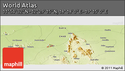 Physical Panoramic Map of the Area around 12° 11' 54" N, 18° 46' 29" E