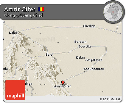 Shaded Relief Panoramic Map of Amrir Gifer