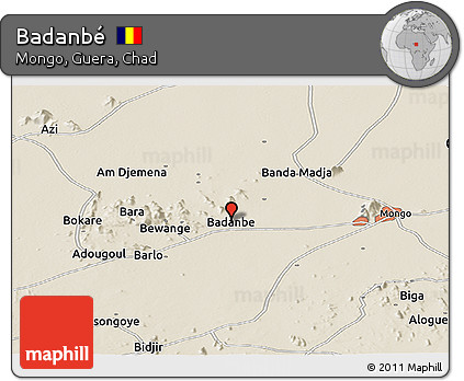 Shaded Relief Panoramic Map of Badanbé