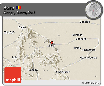 Shaded Relief Panoramic Map of Baro