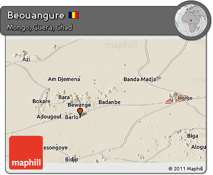 Shaded Relief Panoramic Map of Beouangure