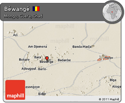 Shaded Relief Panoramic Map of Béwangé