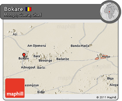 Shaded Relief Panoramic Map of Bokare