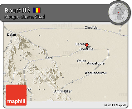 Shaded Relief Panoramic Map of Bourtillé