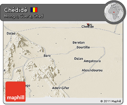 Shaded Relief Panoramic Map of Chédidé