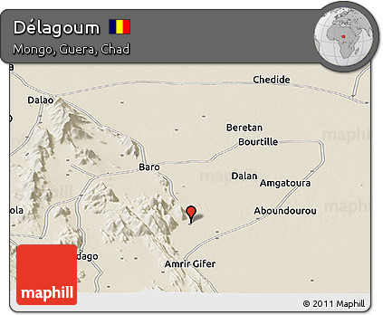 Shaded Relief Panoramic Map of Délagoum
