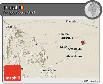 Shaded Relief Panoramic Map of Diafal