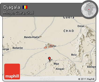 Shaded Relief Panoramic Map of Djagala