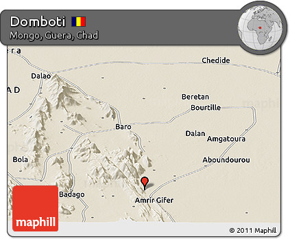 Shaded Relief Panoramic Map of Domboti