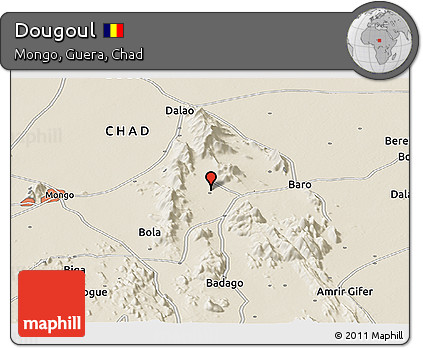 Shaded Relief Panoramic Map of Dougoul
